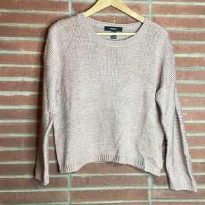 Forever 21 tan cropped crew neck sweater - size small